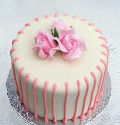 Pink Flowers Lining Mother's Day Cake