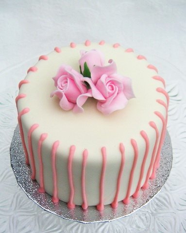 Pink Flowers Lining Mother's Day Cake