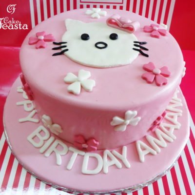 White Cat Birthday Cake in Lahore