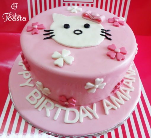 White Cat Birthday Cake in Lahore