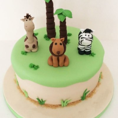 Safari Animals Green Theme Cake in lahore