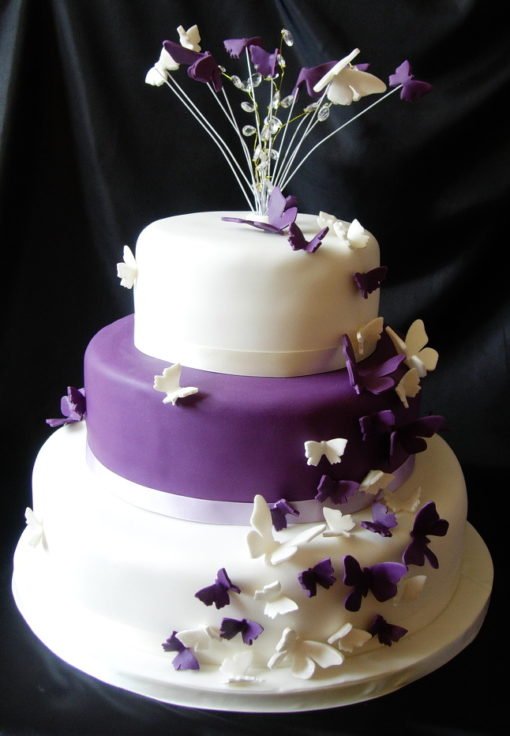 Purple White Butterfly Cake in lahore