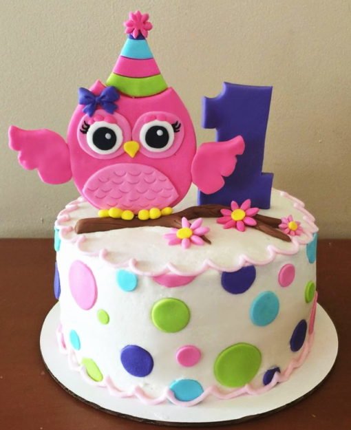 Owl Pink Theme Cake character cakes in lahore