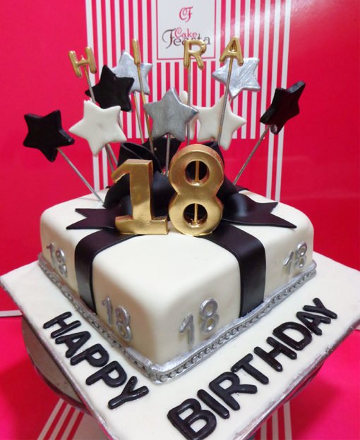 Black Ribbon Birthday Cake in Lahore
