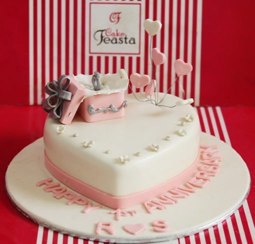 Ring Pink Theme Anniversary Cake in Lahore