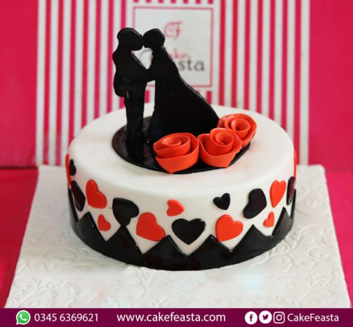 Rose Hearts Anniversary Cake in Lahore