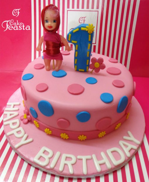 Pink Doll Birthday Cake