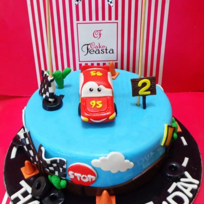 95 Car Blue Track Birthday Cake