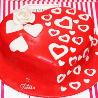 White Hearts Anniversary Cake