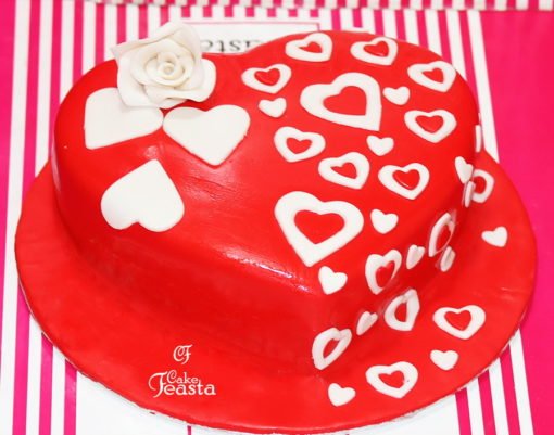 White Hearts Anniversary Cake