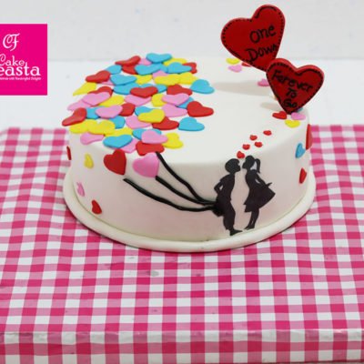 Multicolor Hearts Anniversary Cake