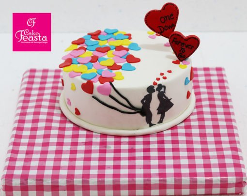 Multicolor Hearts Anniversary Cake