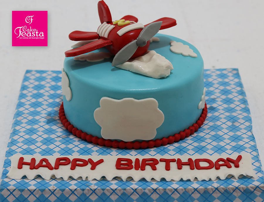 Red Aeroplan Kids Birthday Cake - Customized Cakes in Lahore