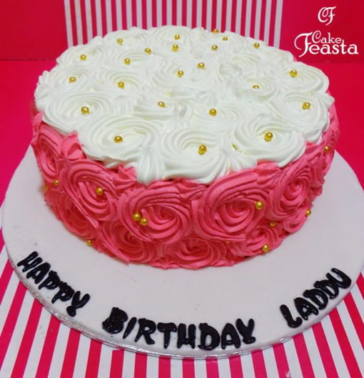 Pink White Fresh Cream Cake