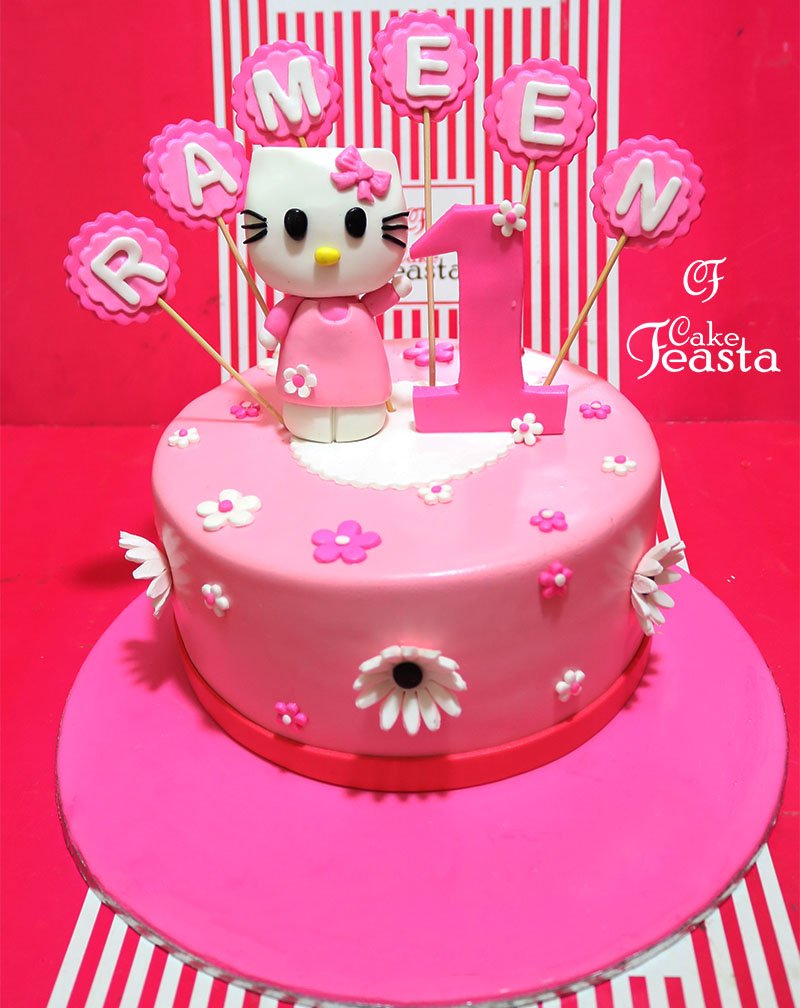 Pink Kitty Kids Birthday Cake- Customized Cakes in Lahore