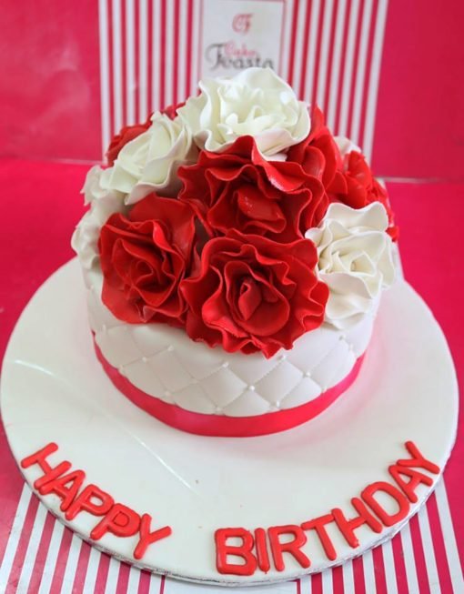 Red White Rose Cake