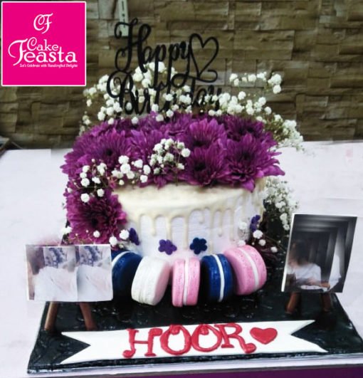Purple Flowers Girl Birthday Cake