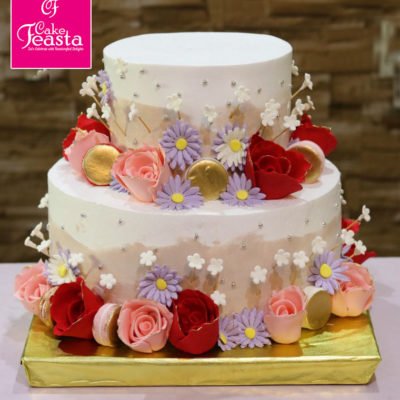 Tier Flower Theme Wedding Cake