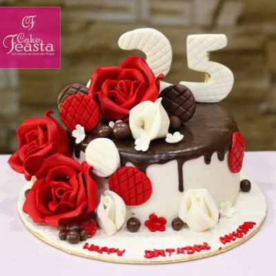 Red Flower Choco Cake