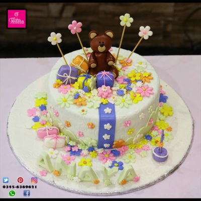Teddy Bear With Gifts Birthday Cake