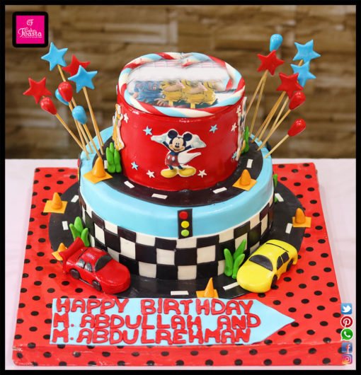 2 Tier Racing Car Theme Cake