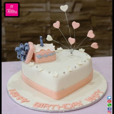 Heart Theme Engagement Cake