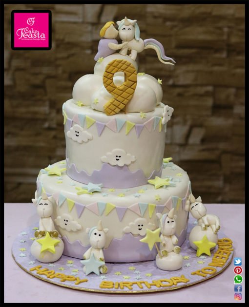 Unicorn Theme Girls Birthday Cake