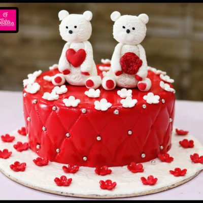 White Bear Red Anniversary Cake