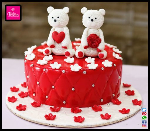 White Bear Red Anniversary Cake