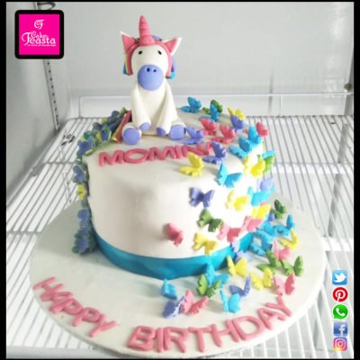 Unicorn Butterflies Girls Birthday Cake