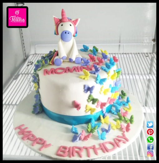 Unicorn Butterflies Girls Birthday Cake