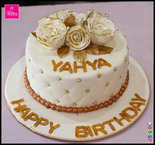White Roses Birthday Cake