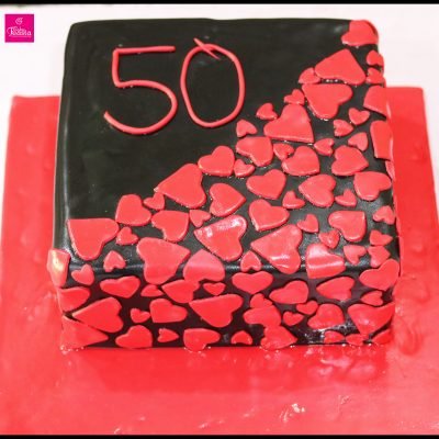 Golden Jubilee Heart Theme Cake