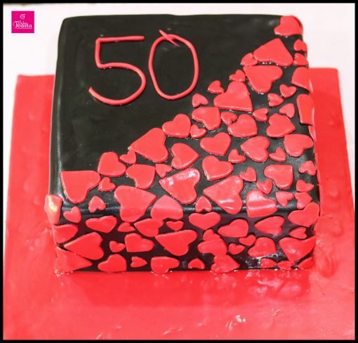 Golden Jubilee Heart Theme Cake