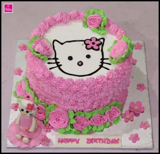 Kitty Theme Girls Birthday Cake