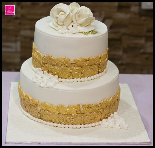 Gold White Wedding Cake