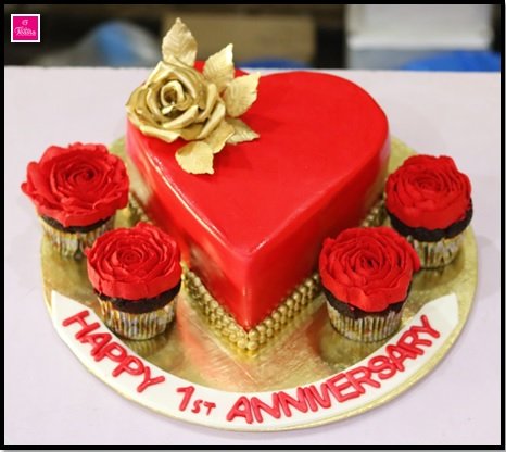 Red Theme Heart Cake
