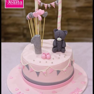 Bear Pink Girls Birthday Cake