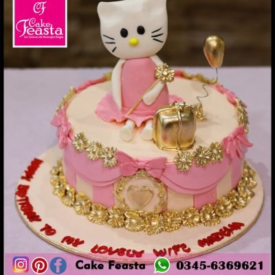 Kitty Theme Girls Birthday Cake