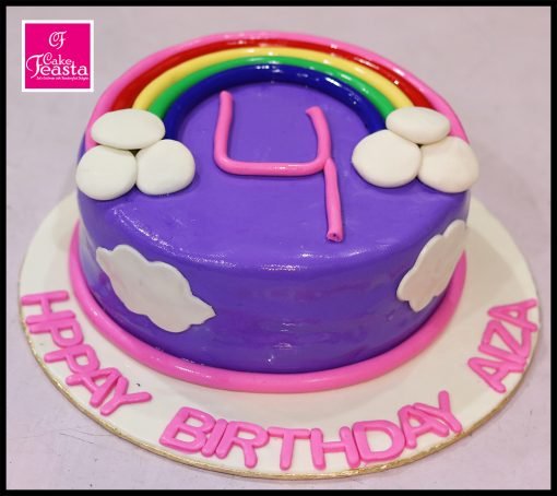 Rainbow In Sky Theme Birthday Cake