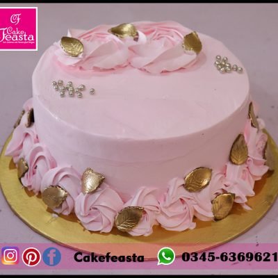 Creamy Pink Girls Birthday Cake