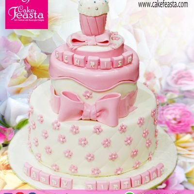 2-Tier-Pink-Flowers-Birthday-Cake