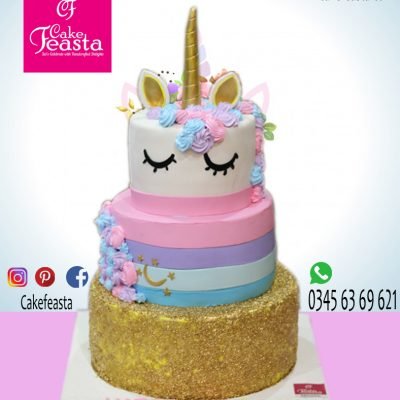 3 Tier Unicorn Birthday Cake