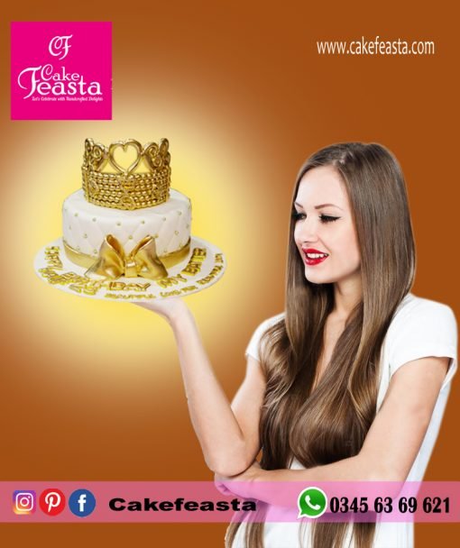 Golden-Crown-Girls-Birthday-Cake