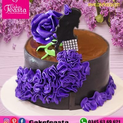 Purple Flowers Birthday Cake