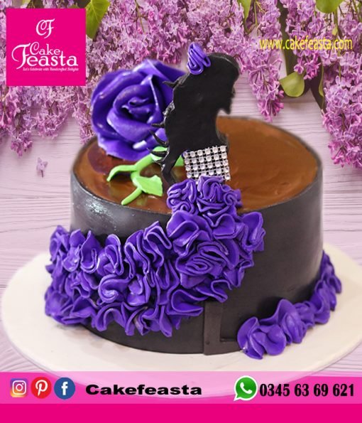 Purple Flowers Birthday Cake