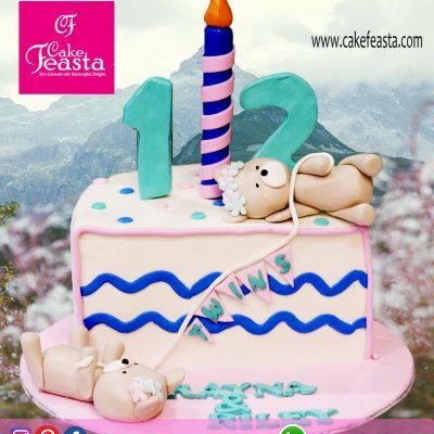 Twins Half Year Birthday Cake