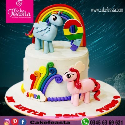 Unicorn with Rainbow Theme Birthday Cake