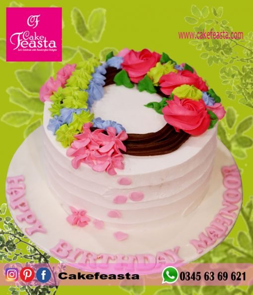 Multi Flowers Creamy Cake