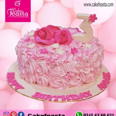 Pink-Flowers-Birthday-Cake